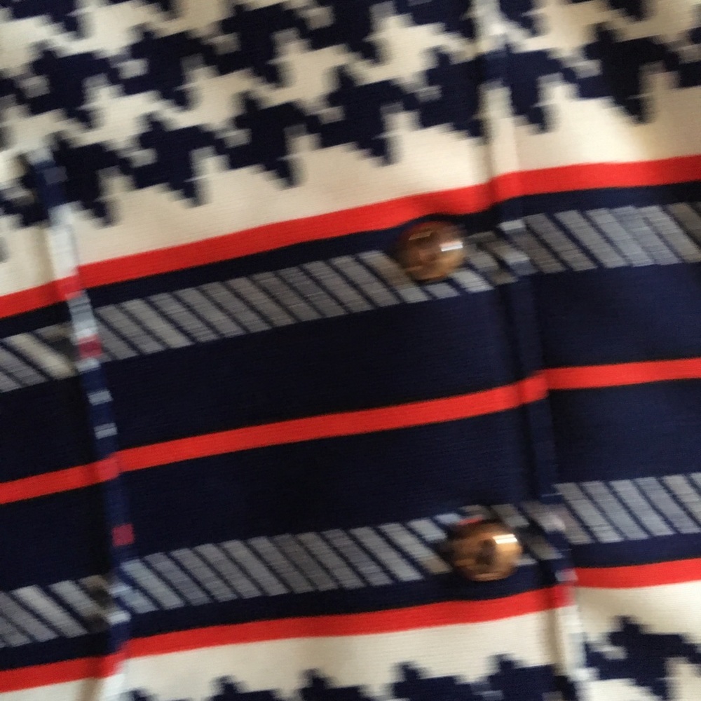 VTG 60 70 MOD Tie Waist Top Red Blue Stripes - Picture 6 of 16